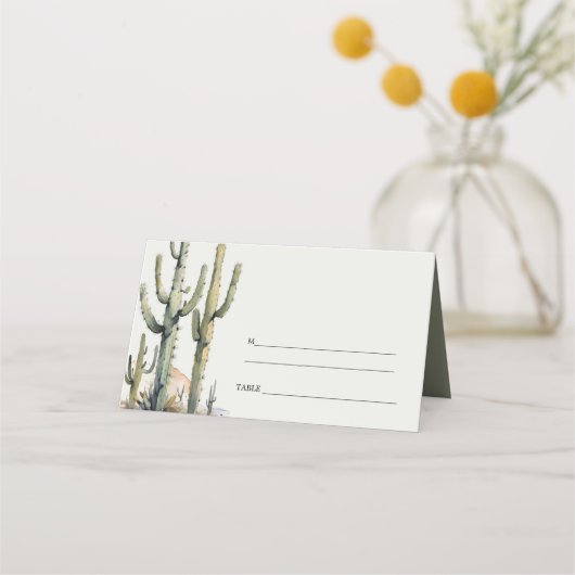 Western Boho Cactus Desert Landscape Bruiloft Plaatskaartje (Achterkant)
