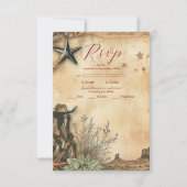 Western Boho Cactus Desert Landscape Bruiloft RSVP Kaartje (Voorkant)