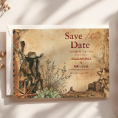 Western Boho Cactus Desert Landscape Bruiloft Save The Date