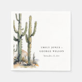 Western Boho Cactus Desert Landscape Bruiloft Servet (Voorkant)