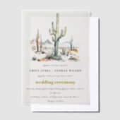 Western Boho Cactus Desert Landscape Bruiloft Vellum Uitnodigingen (Offset)