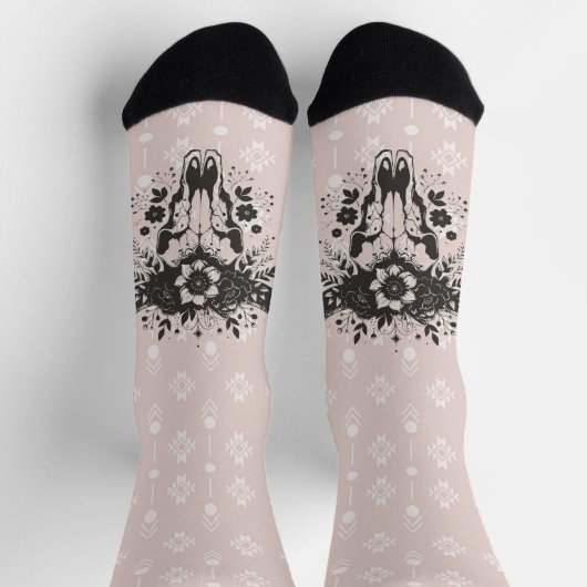Western Boho Longhorn Floral Socks Sokken (Top)