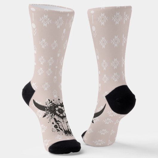 Western Boho Longhorn Floral Socks Sokken (Gebogen)