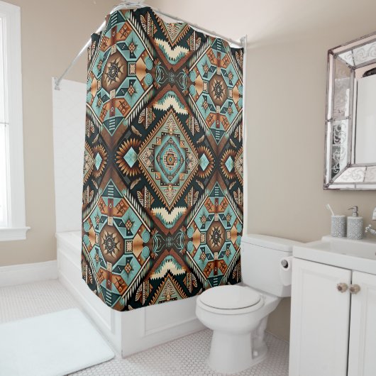Western Boho Pattern Douchegordijn (In situ)