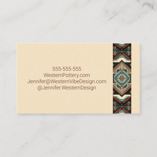 Western Boho Pattern Visitekaartje (Achterkant)