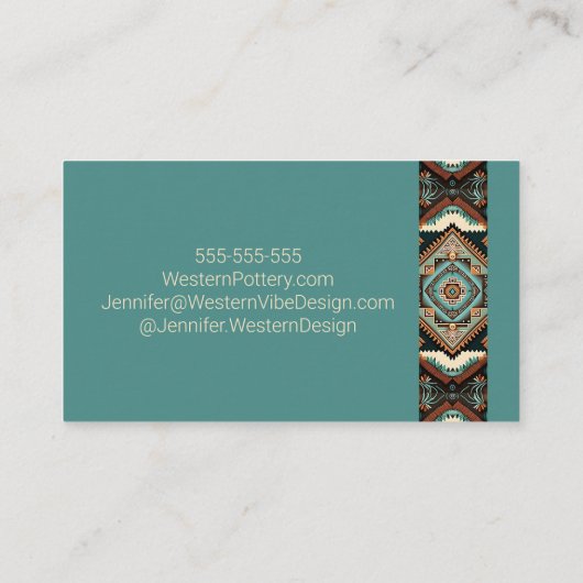 Western Boho Pattern Visitekaartje (Achterkant)