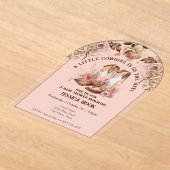 Western Boho Roze Bloemen Baby shower Acryl Uitnodigingen (Laagn)