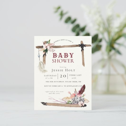 Western Boho Style2-Baby shower Kaart (Staand voorkant)