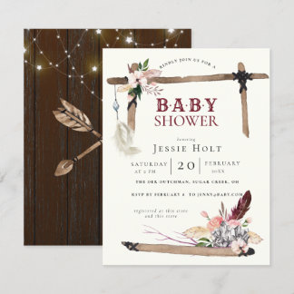 Western Boho Style2-Baby shower Kaart