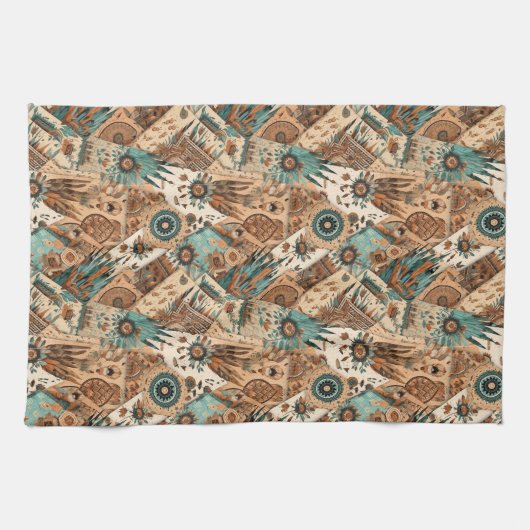 Western Boho tegelpatroon Theedoek (Horizontaal)