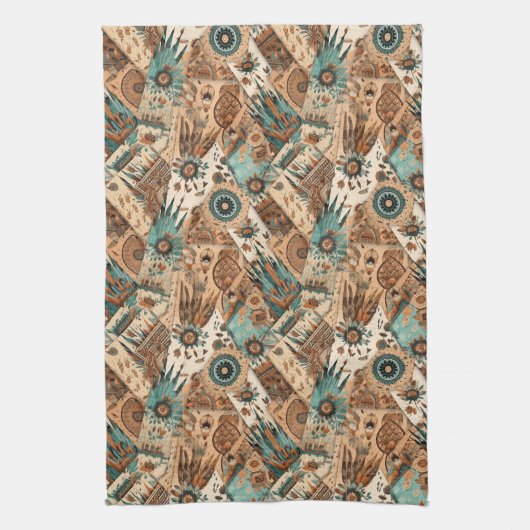 Western Boho tegelpatroon Theedoek (Verticaal)