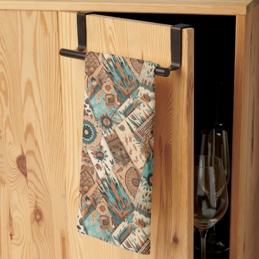 Western Boho tegelpatroon Theedoek (Derde Gevouwen)