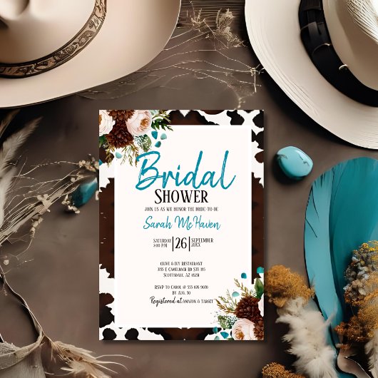 Western Boho Turquoise Bridal Shower Kaart