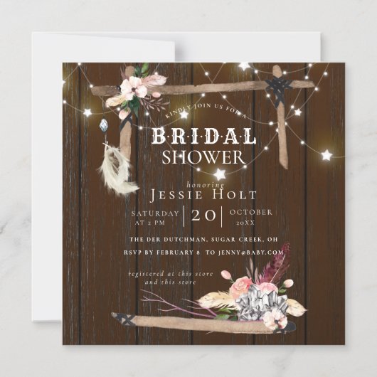 Western Boho Vrijgezellenfeest Magnetische Uitnodiging (Voorkant)