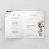 Western Boho Waterverf Bloemen Cowboy Boot Bruilof Programma (Binnen)