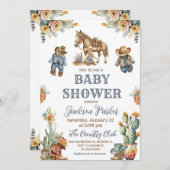 Western Boho Wild West Boy Baby shower Party Kaart (Voorkant / Achterkant)