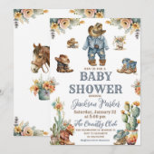 Western Boho Wild West Boy Baby shower Party Kaart (Voorkant / Achterkant)