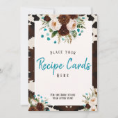 Western Boho Wildflower Recipe Cards Here Sign Kaart (Voorkant)