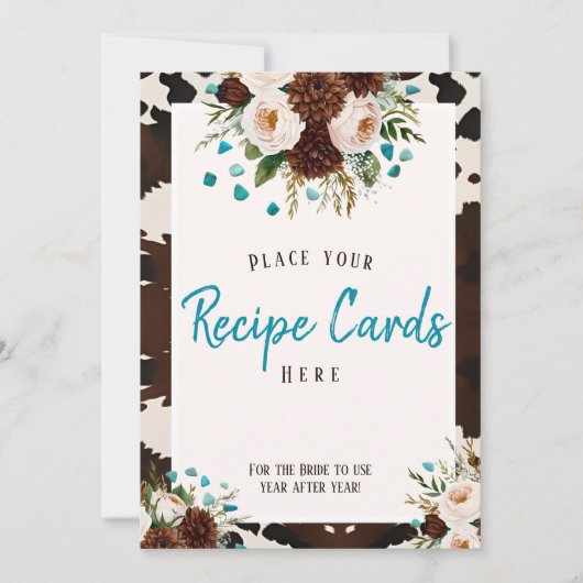 Western Boho Wildflower Recipe Cards Here Sign Kaart (Voorkant)