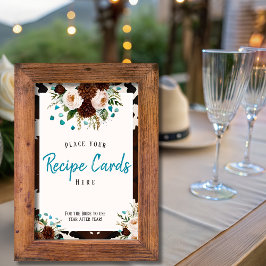 Western Boho Wildflower Recipe Cards Here Sign Kaart