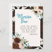 Western Boho Wildflowers Turquoise Mimosa Bar Sign Kaart (Voorkant)
