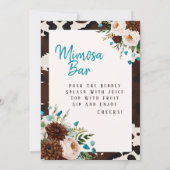 Western Boho Wildflowers Turquoise Mimosa Bar Sign Kaart (Achterkant)