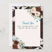 Western Boho Wildflowers Turquoise Thank You Sign  Kaart (Voorkant)