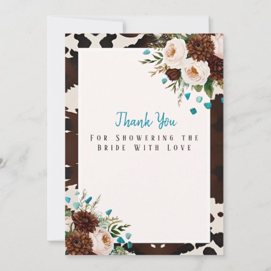Western Boho Wildflowers Turquoise Thank You Sign  Kaart (Achterkant)