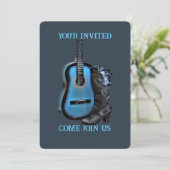 Western Boot Guitar Invitation Kaart (Staand voorkant)
