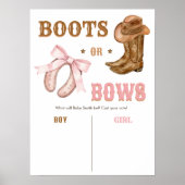 Western Boots and Bows Gender Reveal Sign Poster (Voorkant)