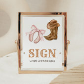Western Boots and Bows Gender Reveal Sign Poster