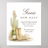 Western Boots Baby Shower Activity Guess How Many Poster (Voorkant)