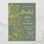 Western Boots Bubbly Boho Gold Foil Vrijgezellenfe Folie Uitnodiging (Voorkant)
