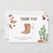 Western Boots & Bubbly Dank je Bruidsdouche  Bedankkaart (Voorkant)