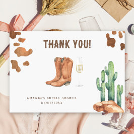 Western Boots & Bubbly Dank je Bruidsdouche  Bedankkaart