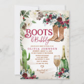 Western Boots & Bubbly Floral Cactus Vrijgezellenf Kaart (Voorkant)