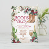 Western Boots & Bubbly Floral Cactus Vrijgezellenf Kaart (Staand voorkant)