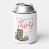 Western Boots Floral Dertigste Verjaardagsfeestje  Blikjeskoeler (Blikje Achterkant)