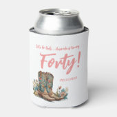 Western Boots Floral Veertigste Verjaardagsfeest Blikjeskoeler (Blikje Voorkant)