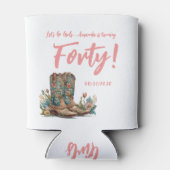 Western Boots Floral Veertigste Verjaardagsfeest Blikjeskoeler (Achterkant)