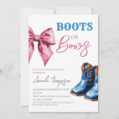 Western Boots or Bows Blue Pink Gender Reveal Kaart (Voorkant)