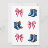 Western Boots or Bows Blue Pink Gender Reveal Kaart (Achterkant)