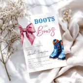 Western Boots or Bows Blue Pink Gender Reveal Kaart