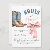 Western Boots or Bows He or She Gender Reveal Kaart (Voorkant)