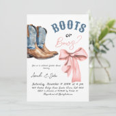 Western Boots or Bows He or She Gender Reveal Kaart (Staand voorkant)