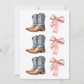 Western Boots or Bows He or She Gender Reveal Kaart (Achterkant)