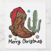 Western Boots Santa Merry Christmas Boots Xmas Wijn Etiket (Enkel label)