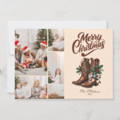 Western Bow & Boots Christmas 4 Photo  Feestdagenkaart (Voorkant)