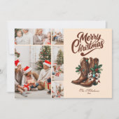Western Bow & Boots Christmas 5 Photo Feestdagenkaart (Voorkant)