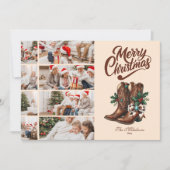 Western Bow & Boots Christmas 8 Photo  Feestdagenkaart (Voorkant)